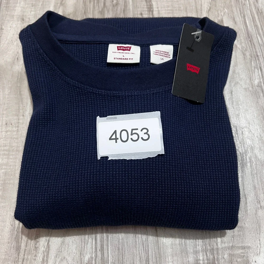 Levi's Thermal Waffle Knit Shirt Men's L Navy Long Sleeve Standard Fit